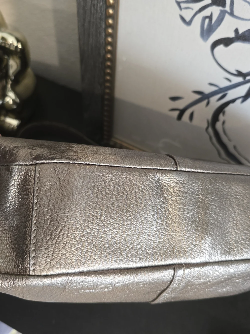 Coach Chelsea Ashlyn Metallic Pewter Leather Turnlock Hobo Bag With Wallet